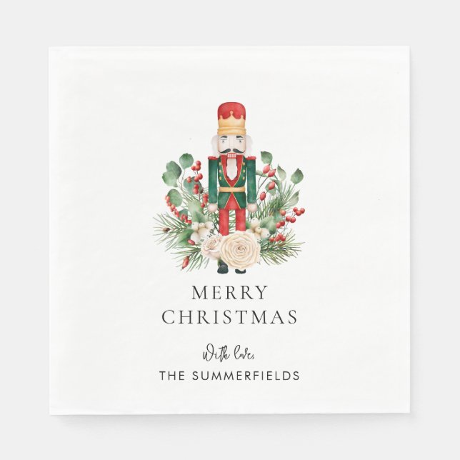 Christmas Nutcracker Script Holidays Paper Napkin (Front)