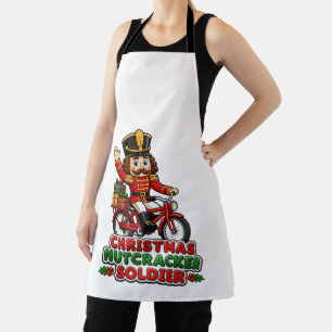 Christmas Nutcracker Soldier Riding Bike Apron
