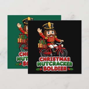 Christmas Nutcracker Soldier Riding Bike Card