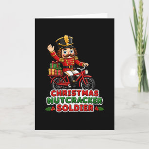 Christmas Nutcracker Soldier Riding Bike Card