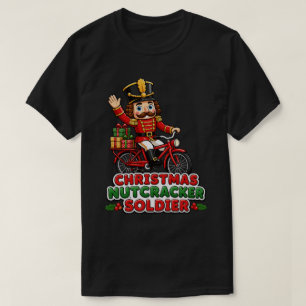 Christmas Nutcracker Soldier Riding Bike T-Shirt