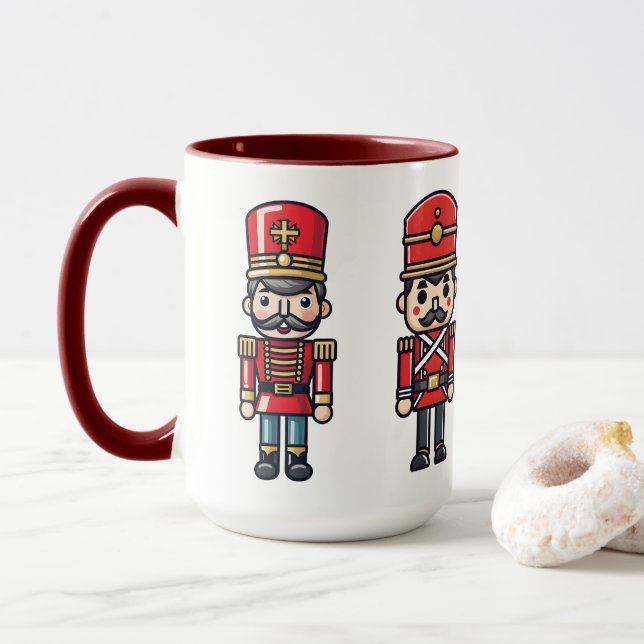 Christmas Nutcracker Soldier Xmas Happy Holidays Mug (With Donut)