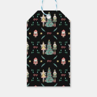 Christmas Nutcracker Soldiers & Fairies on Black  Gift Tags