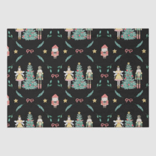 Christmas Nutcracker Soldiers & Fairies on Black  Tissue Paper