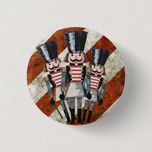 Christmas Nutcracker Soldiers Stripes  3 Cm Round Badge (Front)