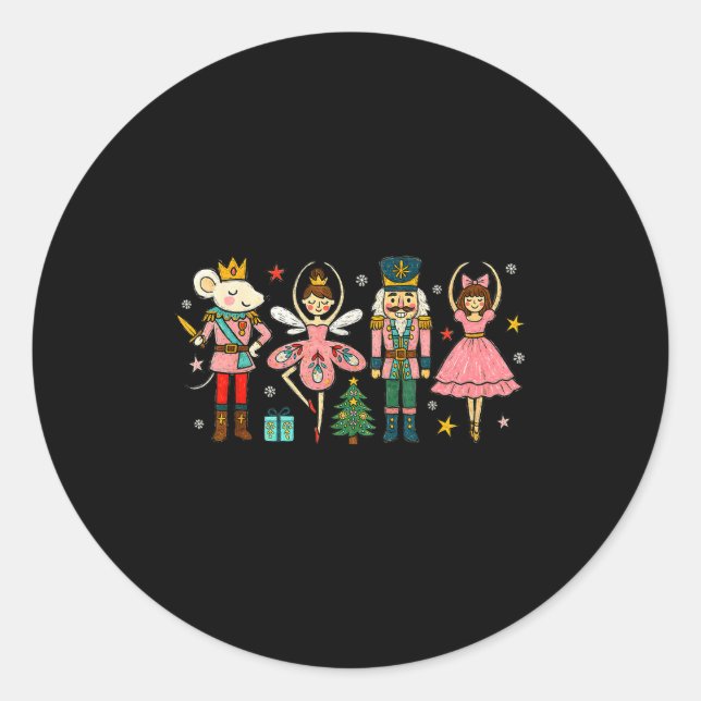 Christmas Nutcracker Squad Ballet Dance Women Kid  Classic Round Sticker (Front)