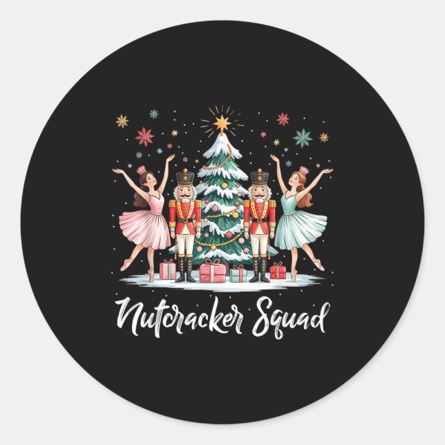 Christmas Nutcracker Squad Ballet Dance Women Kids Classic Round Sticker (Front)