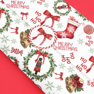 Christmas Nutcracker Stockings Red Tissue Paper