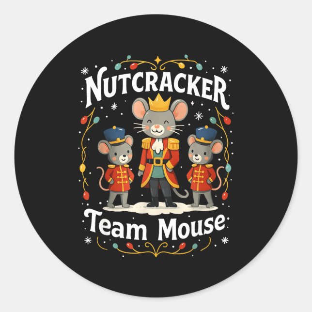 Christmas Nutcracker Team Mouse Funny Soldier Xmas Classic Round Sticker (Front)
