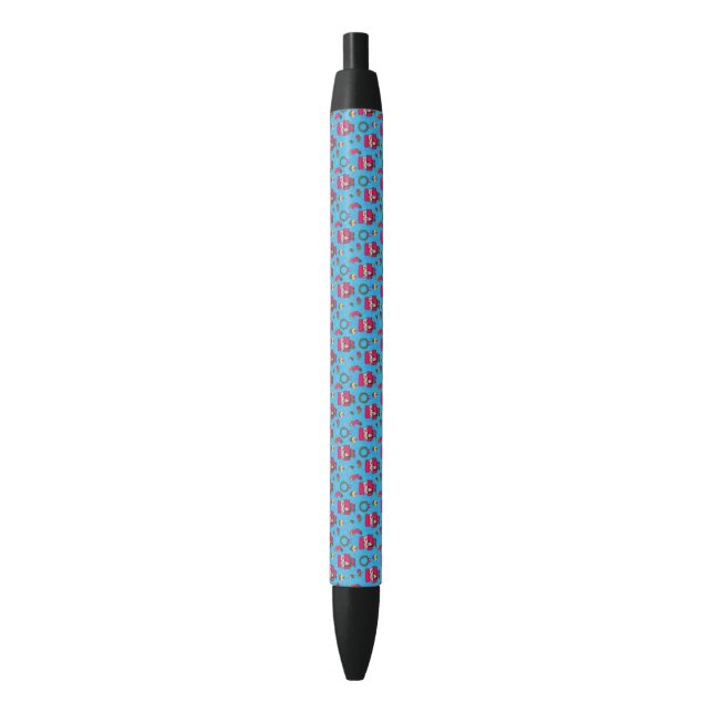 Christmas Nutcracker toy,Blue snowflake pattern Black Ink Pen (Front Vertical)