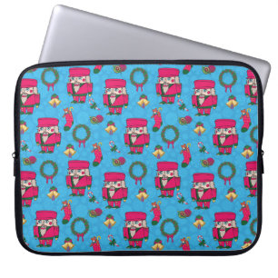 Christmas Nutcracker toy,Blue snowflake pattern Laptop Sleeve