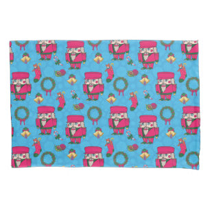 Christmas Nutcracker toy,Blue snowflake pattern Pillowcase
