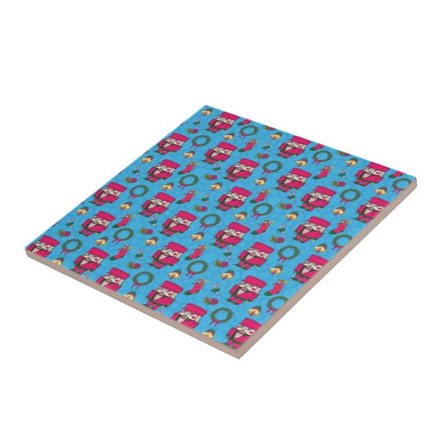 Christmas Nutcracker toy,Blue snowflake pattern Tile (Side)
