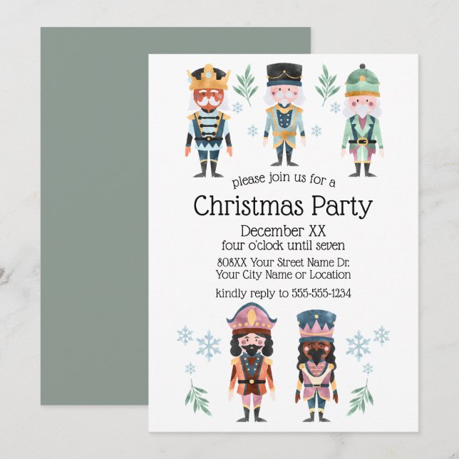 Christmas Nutcracker Toy Soldiers Invitation (Front/Back)