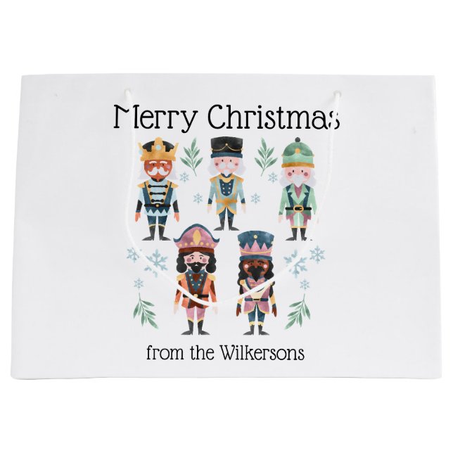 Christmas Nutcracker Toy Soldiers Large Gift Bag (Front)