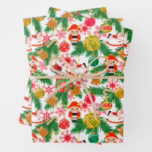 Christmas Nutcracker Toy Soldiers Rocking Horse Wrapping Paper Sheet