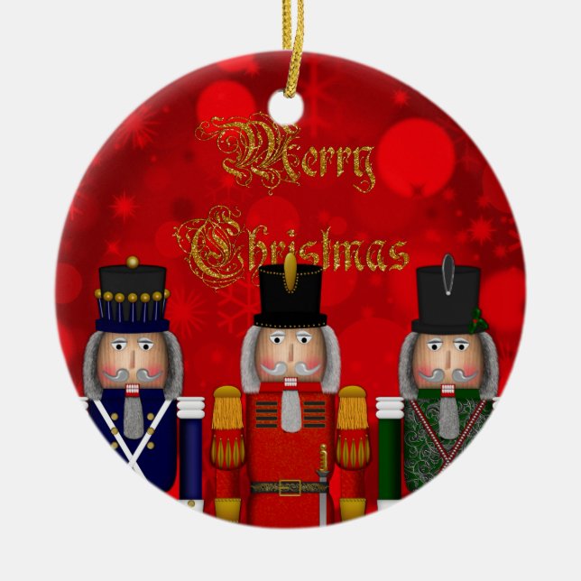 Christmas Nutcracker Trio-Round Ornament (Front)