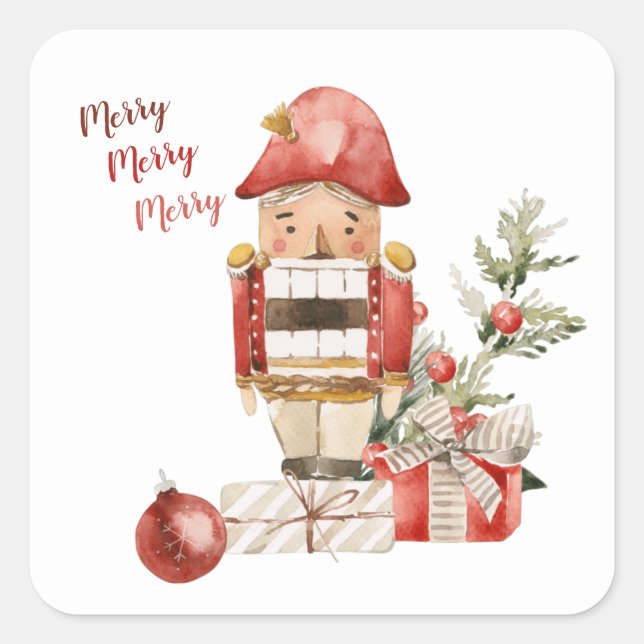 Christmas Nutcracker Watercolor Stickers (Front)