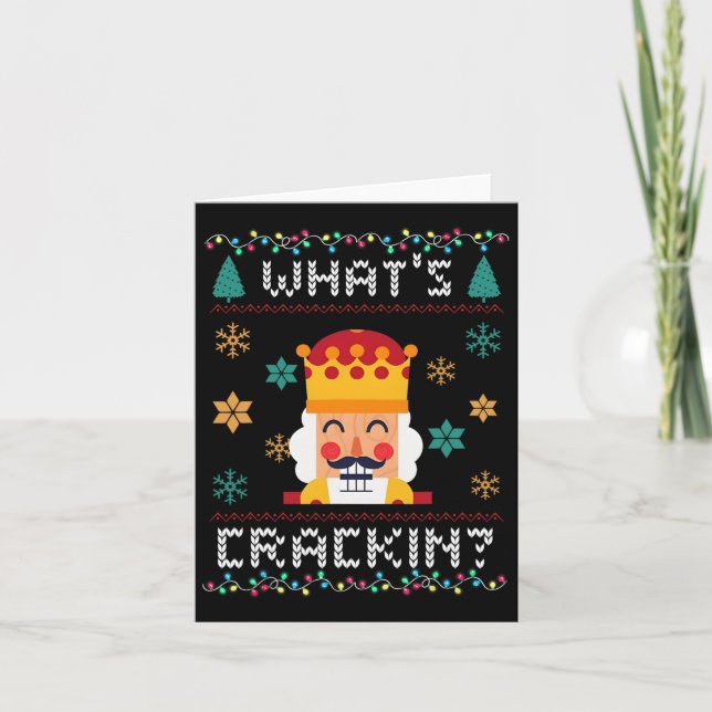 Christmas Nutcracker Whats Crackin Funny Xmas Men  Card (Front)