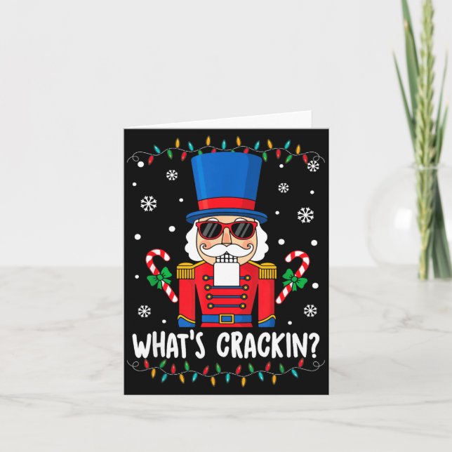 Christmas Nutcracker Whats Crackin Funny Xmas Men  Card (Front)