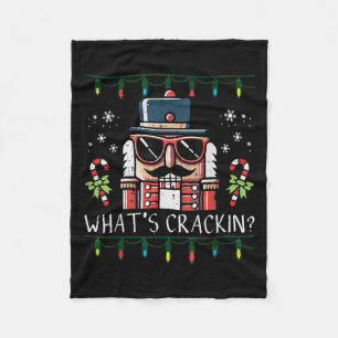 Christmas Nutcracker Whats Crackin Funny Xmas Men  Fleece Blanket