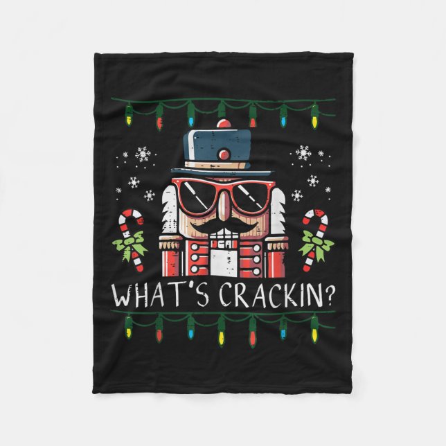 Christmas Nutcracker Whats Crackin Funny Xmas Men  Fleece Blanket (Front)