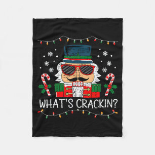 Christmas Nutcracker Whats Crackin Funny Xmas Men  Fleece Blanket