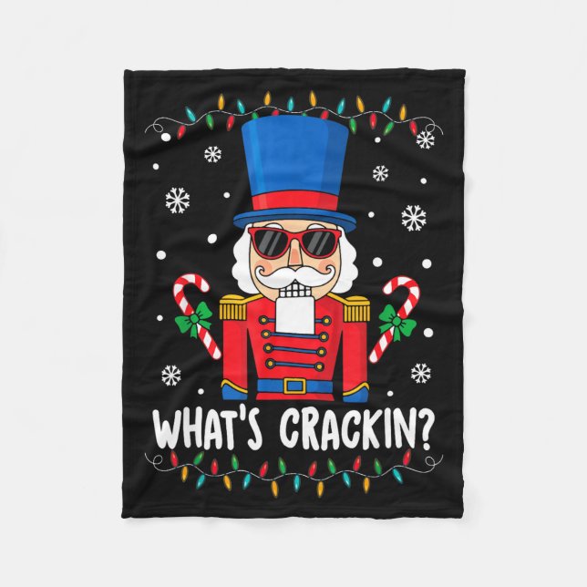 Christmas Nutcracker Whats Crackin Funny Xmas Men  Fleece Blanket (Front)