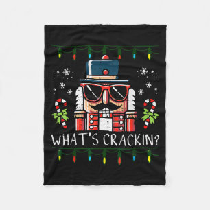 Christmas Nutcracker Whats Crackin Funny Xmas Men  Fleece Blanket