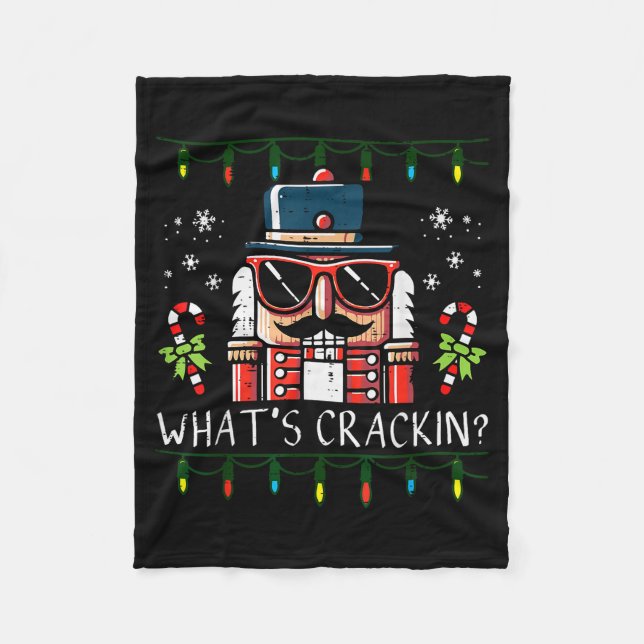 Christmas Nutcracker Whats Crackin Funny Xmas Men  Fleece Blanket (Front)
