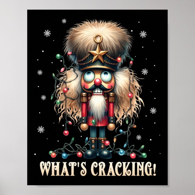 Christmas Nutcracker Whats Crackin Funny Xmas Men  Poster (Front)