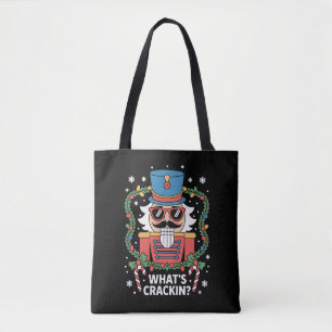 Christmas Nutcracker Whats Crackin Funny Xmas Tote Bag