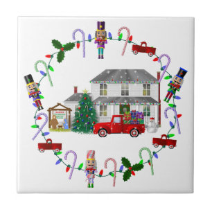 Christmas Nutcrackers and Little Red Trucks Tile
