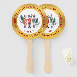 Christmas nutcrackers composition hand fan