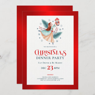 Christmas nutcrackers dinner party invitation