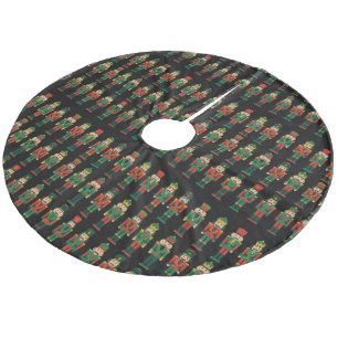 Christmas Nutcrackers on Black Fleece Tree Skirt