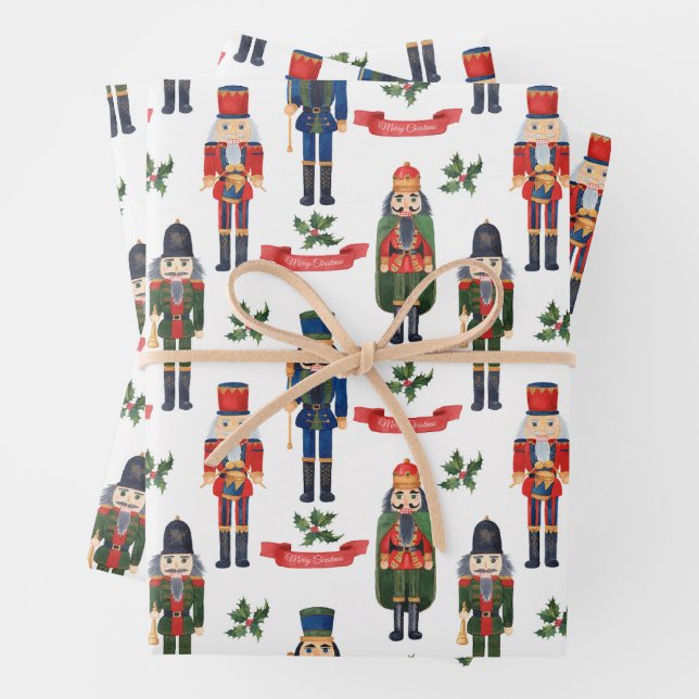 Christmas Nutcrackers Wrapping Paper Sheet (In situ)