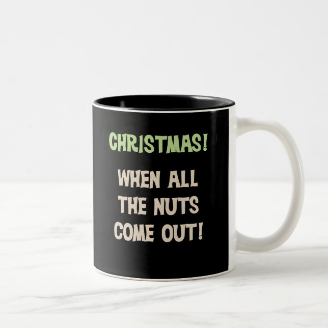 Christmas Nuts Funny Holiday Two-Tone Coffee Mug (Right)