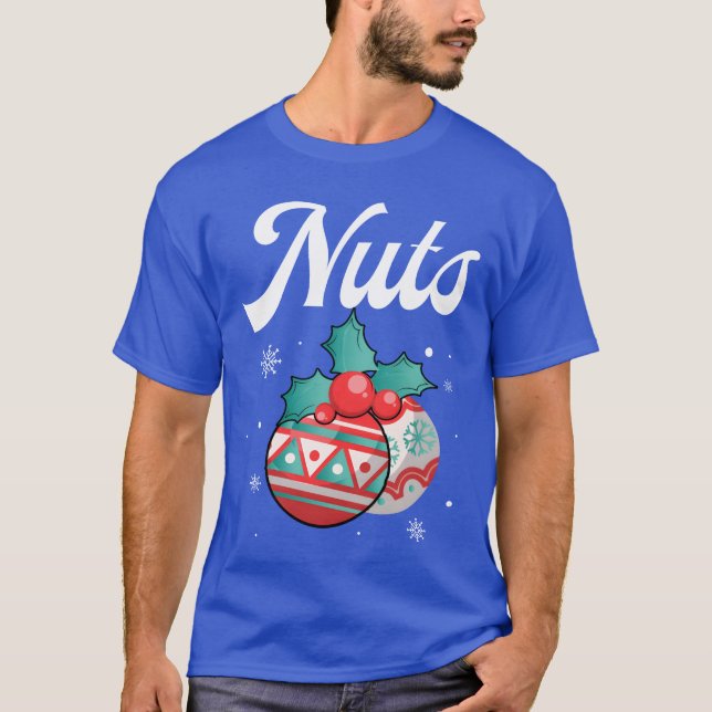 Christmas Nuts Santa Snowflakes Candy Canes Winter T-Shirt (Front)