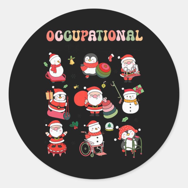 Christmas Occupational Therapy Ot Therast Ot Istan Classic Round Sticker (Front)
