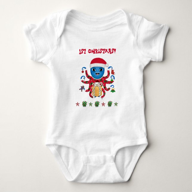 Christmas Octopus Baby Bodysuit (Front)