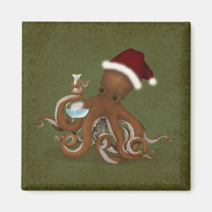 Christmas Octopus Chemistry Lab Steampunk Science Magnet