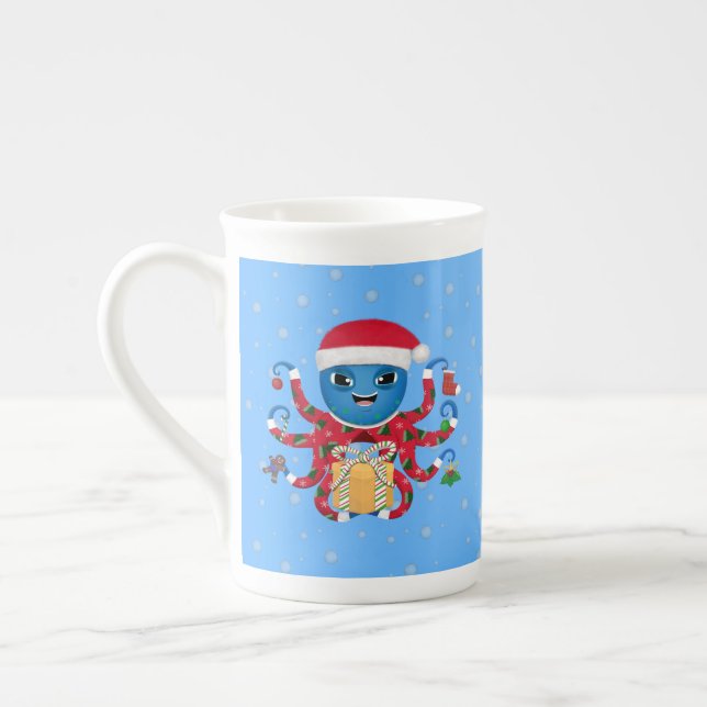 Christmas Octopus China Mug (Left)