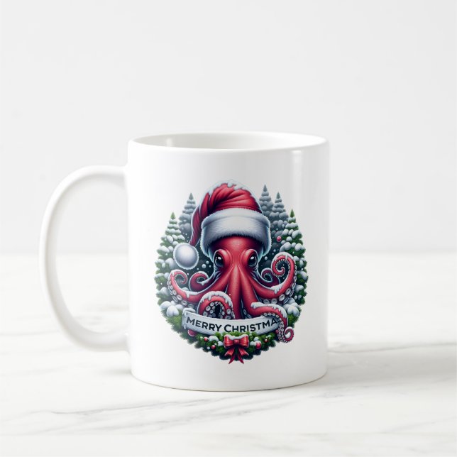 Christmas Octopus Coffee Mug (Left)