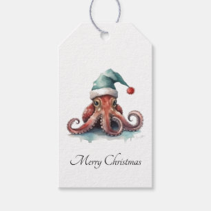 Christmas Octopus, customisable Gift Tags