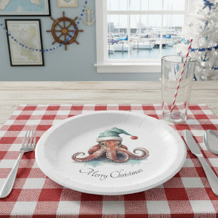 Christmas Octopus, customisable Paper Plate