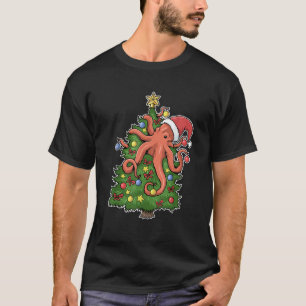 Christmas Octopus Kraken Squid Merry Christmas Tre T-Shirt