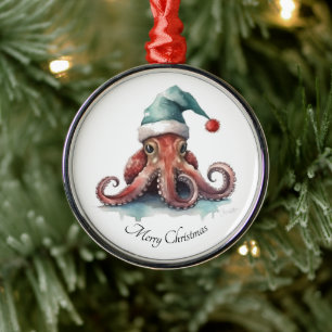 Christmas Octopus Metal Tree Decoration