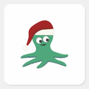 Christmas Octopus Square Sticker