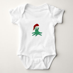 Christmas Octopus wearing a Santa hat Baby Bodysuit